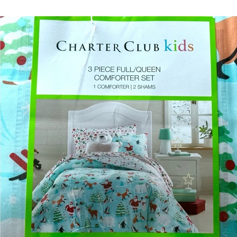 Charter Club Kids Christmas Comforter Set Full / Queen NEW WITH TAGS